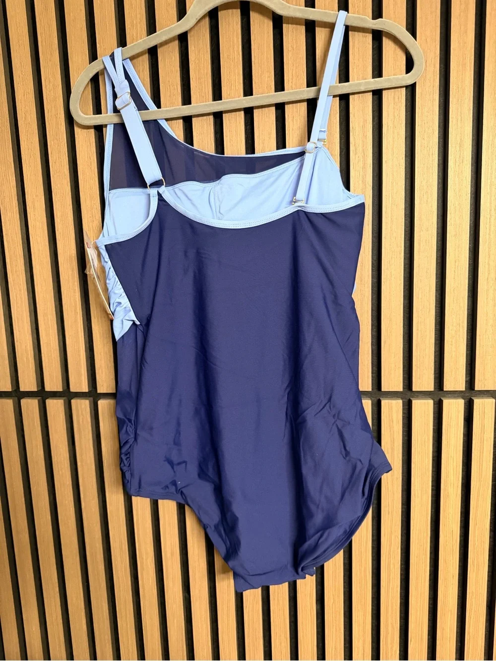 Anne Cole Light Blue and Navy One-Piece Swimsuit